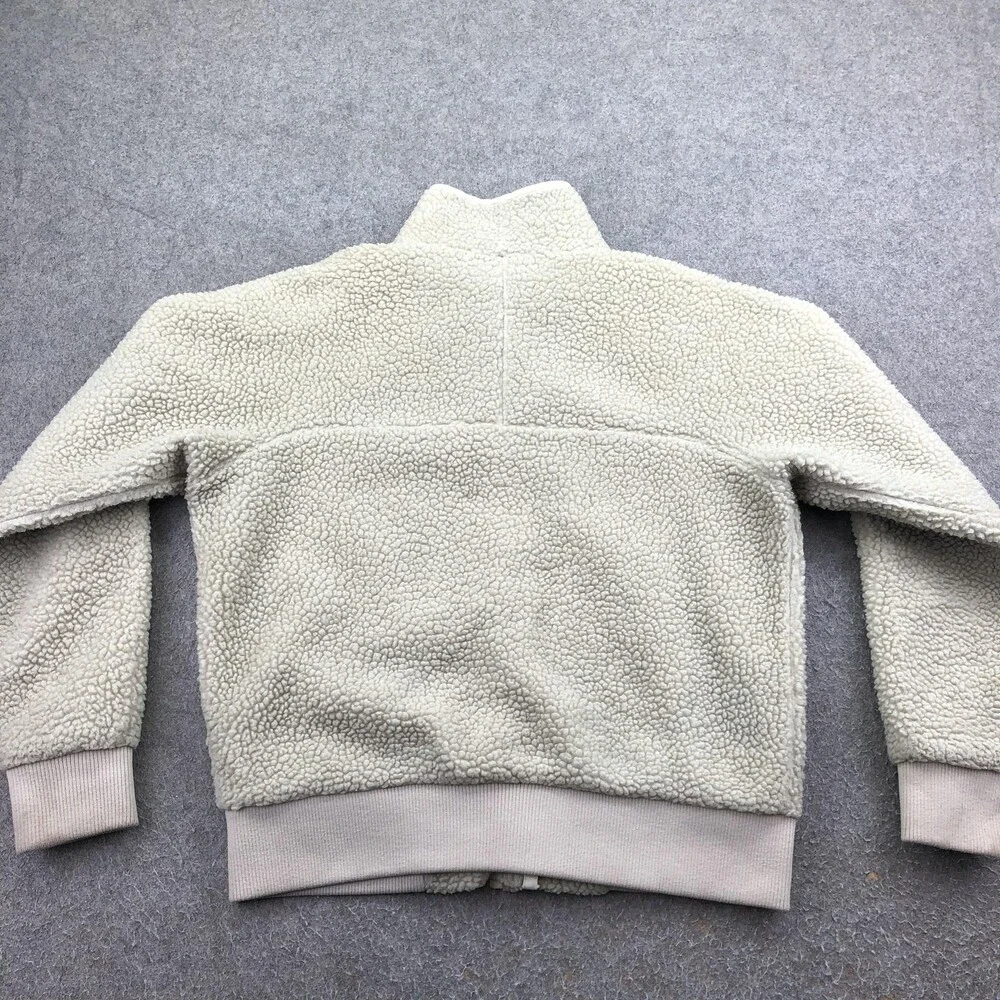Patagonia Jacket Mens Medium White Sherpa Fleece Snap Bomber Lined Outdoor